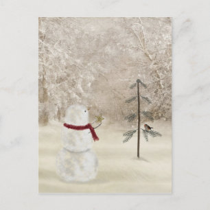 Cartão Postal Neve de Natal com estrela para pinheiro