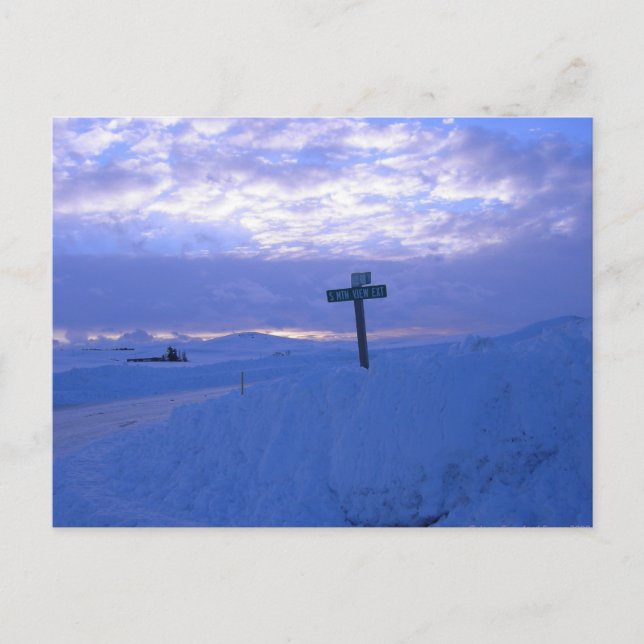 Cartão Postal Neve e pôr do sol (Frente)