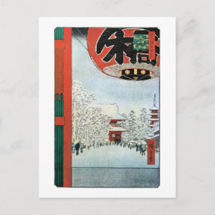 Cartão Postal Neve em Asakusa, Hiroshige Ukiyoe