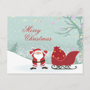 Cartão Postal Neve Feliz de Natal + Papais noeis com cartão-post