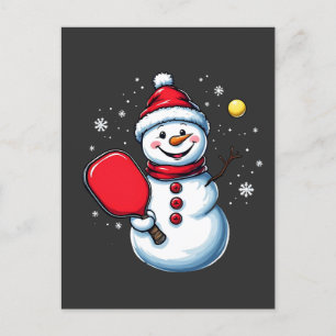 Cartão Postal Neve Jogando Pickleball no Natal