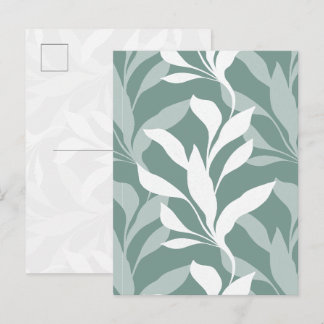 Cartão Postal Nevoeiro Botânico Abstrato em Folhagem Teal na Gra