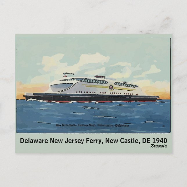 Cartão Postal New Castle, DE Old Ferry (Verso)