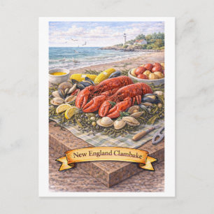 Cartão Postal New England Clambake (Série de Comida Americana) P