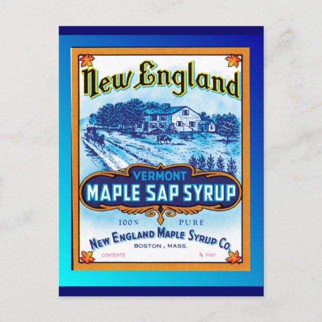 Cartão Postal New England Vermont Maple Syrup (Frente)