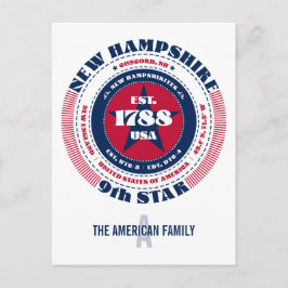 Cartão Postal New Hampshire, Concord, NH, Patriotic, Monograma