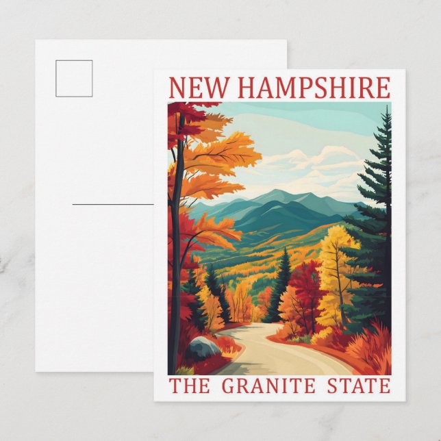 Cartão Postal New Hampshire, Granite State USA Viagem Place (Frente/Verso)