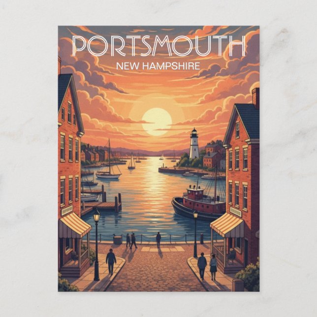 Cartão Postal New Hampshire Portsmouth Viagem (Frente)