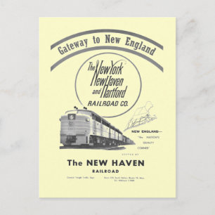 Cartão Postal New Haven Railroad Gateway to New England 1950