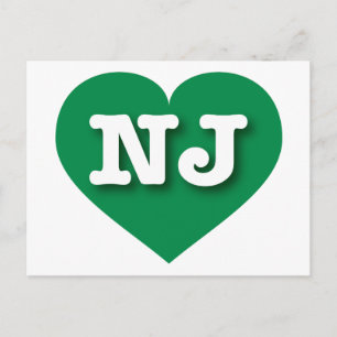 Cartão Postal New Jersey Green Heart - Eu amo NJ