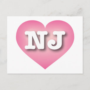 Cartão Postal New Jersey Pink Fade Heart - Eu amo NJ