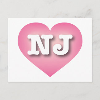 Cartão Postal New Jersey Pink Fade Heart - Eu amo NJ