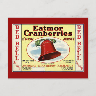 Cartão Postal New Jersey Red Bell Cranberry