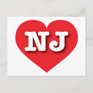Cartão Postal New Jersey Red Heart - Eu amo NJ