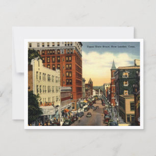 Cartão Postal New London CT State Street Vintage 1940