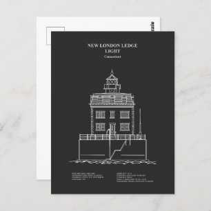 Cartão Postal New London Ledge Lighthouse - Connecticut - PD
