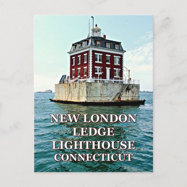 Cartão Postal New London Lighthouse, Cartão-postal de Connecticu (Frente)