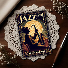 Cartão Postal New Orleans Jazz Night – Vintage Art 