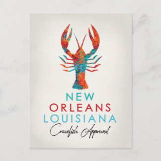 Cartão Postal New Orleans Louisiana Crawfish Bright