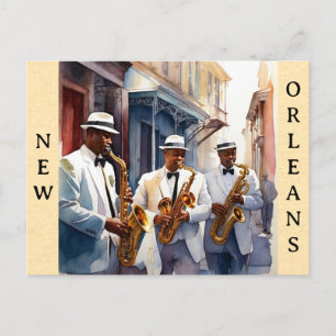 Cartão Postal New Orleans Louisiana Jazz Music Watercolor Viagem