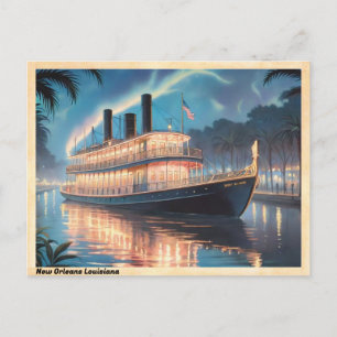 Cartão Postal New Orleans Louisiana River Boat Vintage