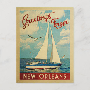 Cartão Postal New Orleans Postcard Sailboat Vintage Louisiana