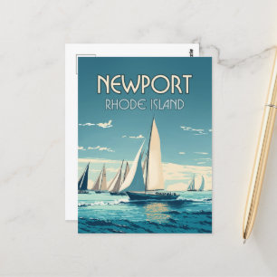 Cartão Postal New Port Rhode Island Yacht Race Vintage