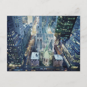 Cartão Postal "New York Nightlight" Watercolor Art