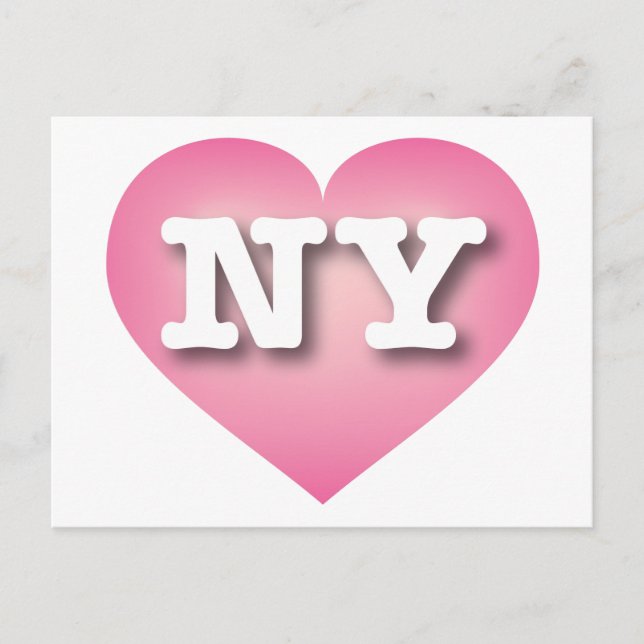 Cartão Postal New York Pink Fade Heart - Eu amo NY (Frente)