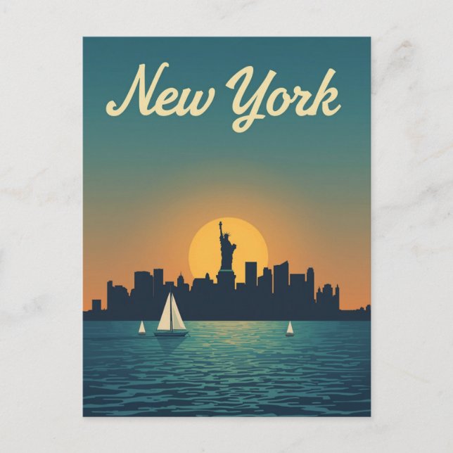 Cartão Postal New York Sunset Skyline View (Frente)