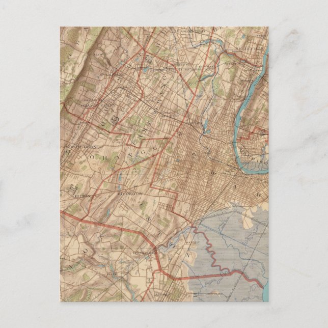 Cartão Postal Newark e Elizabeth, Nova Jersey (Frente)