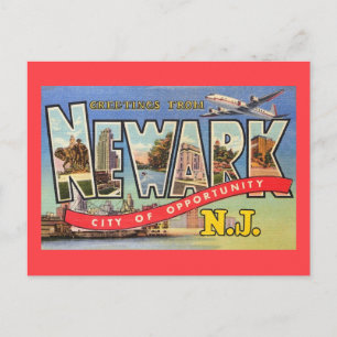 Cartão Postal Newark NJ Cidade de Oportunidades Retro