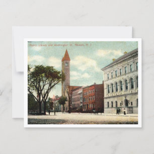 Cartão Postal Newark NJ, Washington Rua, Biblioteca, 1910