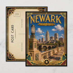 Cartão Postal Newark Nova Jersey Arte Deco Vintage Era de Ouro