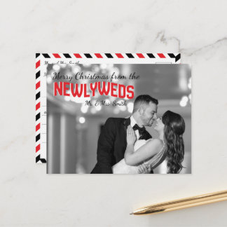 Cartão Postal Newlyweds Christmas Holiday Photo Postcards