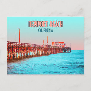 Cartão Postal Newport Beach California Balboa Pier Vintage