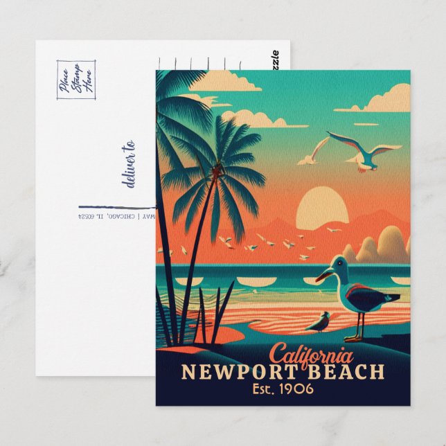 Cartão Postal Newport Beach California Sunset Souvenirs nos anos (Frente/Verso)