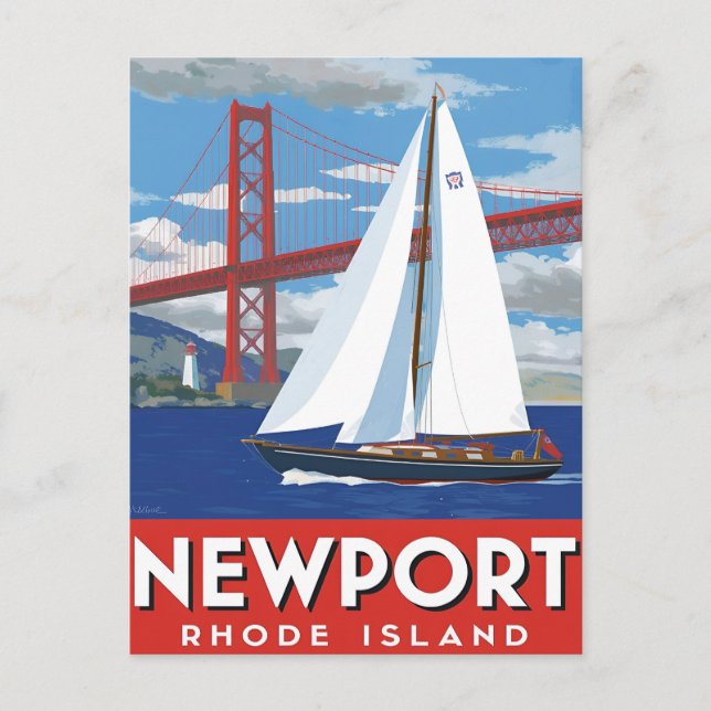 Cartão Postal Newport Rhode Island Sailing (Frente)