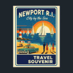 Cartão Postal Newport RI Retro Travel Postcard – 1950s Style<br><div class="desc">Newport RI Retro Travel Postcard – 1950s Style Colorful Coastal Graphic, Vintage Inspired Rhode Island Souvenir, AI Reimagined Art POD Description: Bring home the breezy coastal charm of historic Newport, Rhode Island with this vibrant retro-style travel postcard! Inspired by the bold colors and stylish graphics of classic 1950s travel souvenirs,...</div>
