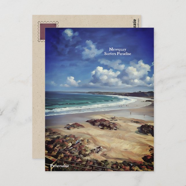 Cartão Postal Newquay Surf Beach Cornwall Seaside Personal (Frente/Verso)