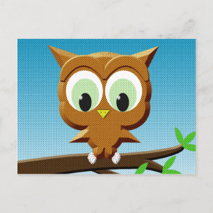 Cartão Postal Newsprint Cartoon Owl