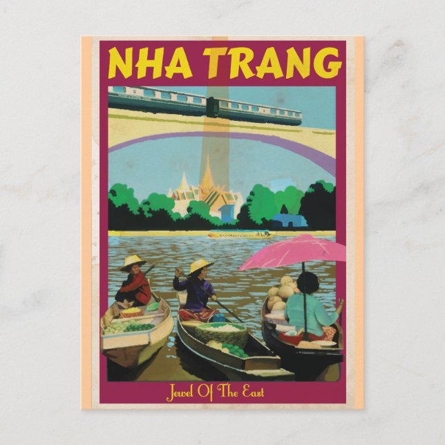 Cartão Postal Nha Trang viagens vintage (Frente)