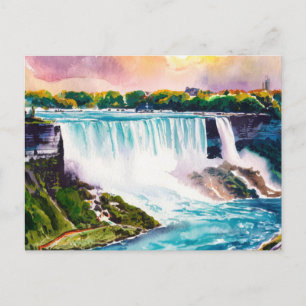 Cartão Postal Niágara Cai Pintado Por Aquarela