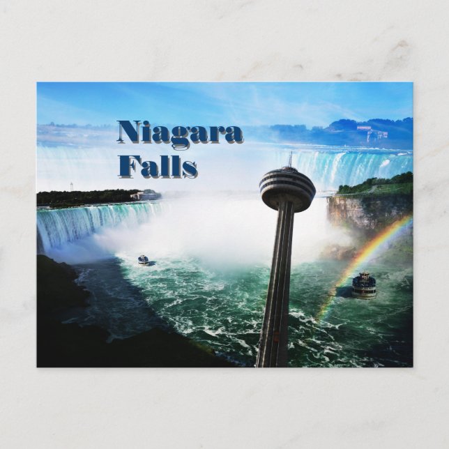 Cartão Postal Niagara Fala com arco-íris (Frente)