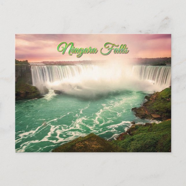 Cartão Postal Niagara Falls Canadá pôr do sol estilizado (Frente)
