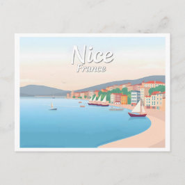 Cartão Postal Nice França Riviera Pastel Viagem