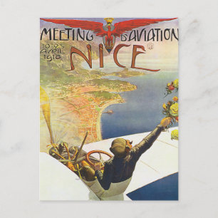Cartão Postal Nice France Aviation Poster Art