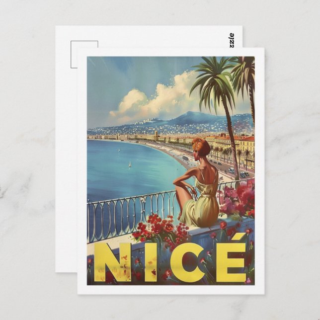 Cartão Postal Nice France Vintage Familiar Viagem (Frente/Verso)