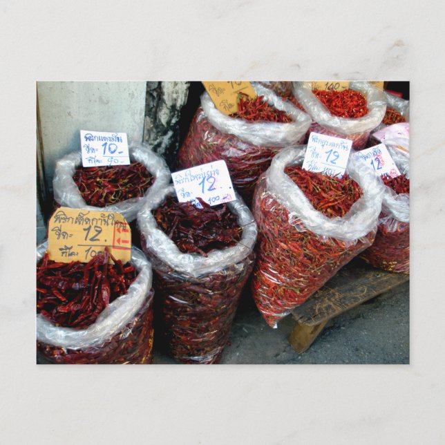 Cartão Postal Nicey Spicy, chilreias Tailandesas (Frente)