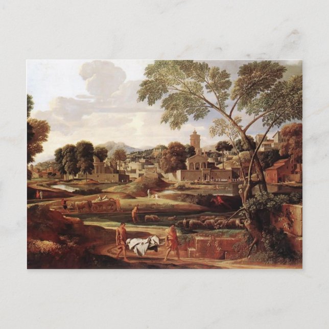 Cartão Postal Nicolas Poussin - Paisagem com Funeral de Foco (Frente)